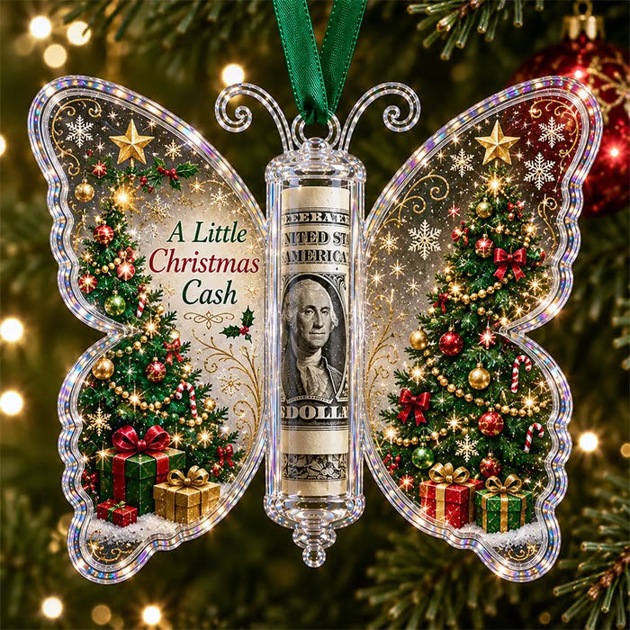 🦋💵 3D Embossed Butterfly Christmas Cash Gift Ornament – Holiday Money Holder Keepsake 🎄✨