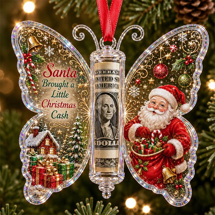 🦋💵 3D Embossed Butterfly Christmas Cash Gift Ornament – Holiday Money Holder Keepsake 🎄✨