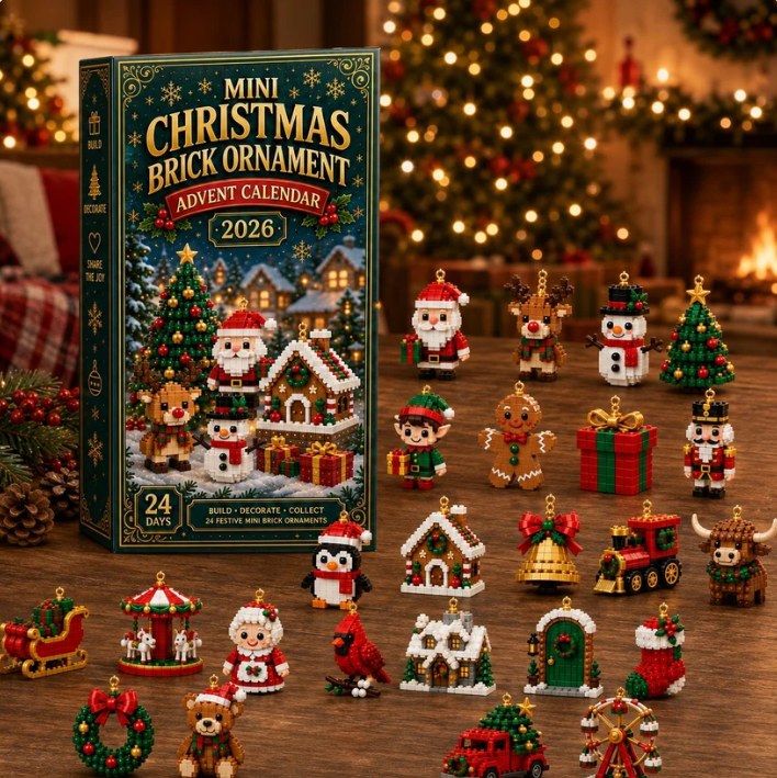 🎄 24-Day Mini Christmas Ornament Advent Calendar | 24 unique festive buildable designs with hanging loops—perfect for decorating Christmas trees, wreaths, and holiday displays 🧱