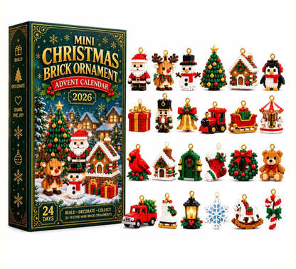 🎄 24-Day Mini Christmas Ornament Advent Calendar | 24 unique festive buildable designs with hanging loops—perfect for decorating Christmas trees, wreaths, and holiday displays 🧱