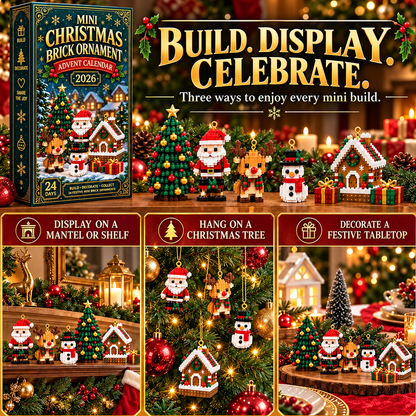 🎄 24-Day Mini Christmas Ornament Advent Calendar | 24 unique festive buildable designs with hanging loops—perfect for decorating Christmas trees, wreaths, and holiday displays 🧱