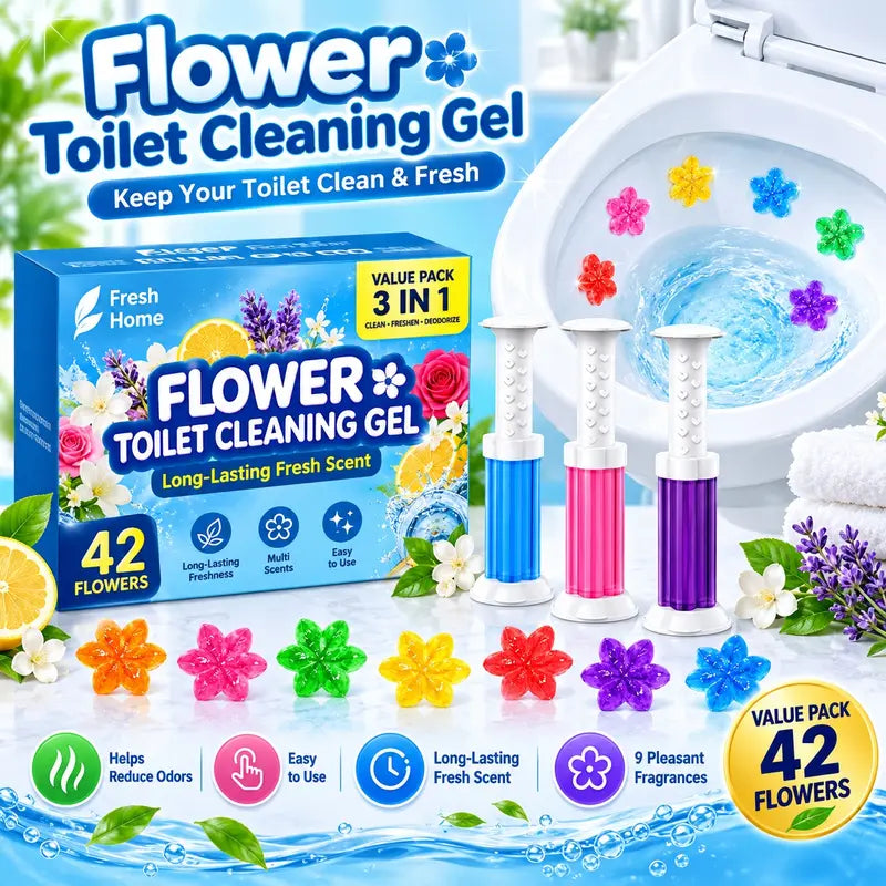 (3 Pack)42 Flower Toilet Gel Stamps – 9 Fresh Scents