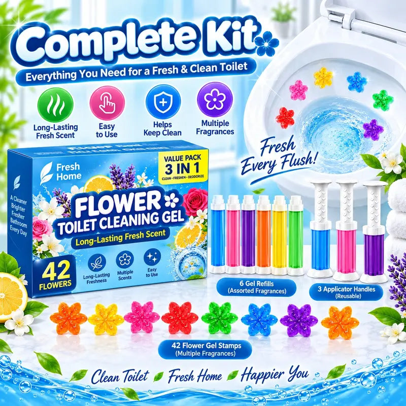 (3 Pack)42 Flower Toilet Gel Stamps – 9 Fresh Scents