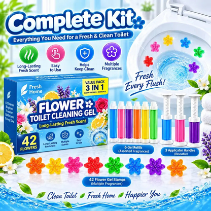 (3 Pack)42 Flower Toilet Gel Stamps – 9 Fresh Scents