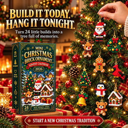 🎄 24-Day Mini Christmas Ornament Advent Calendar | 24 unique festive buildable designs with hanging loops—perfect for decorating Christmas trees, wreaths, and holiday displays 🧱