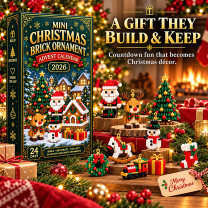 🎄 24-Day Mini Christmas Ornament Advent Calendar | 24 unique festive buildable designs with hanging loops—perfect for decorating Christmas trees, wreaths, and holiday displays 🧱