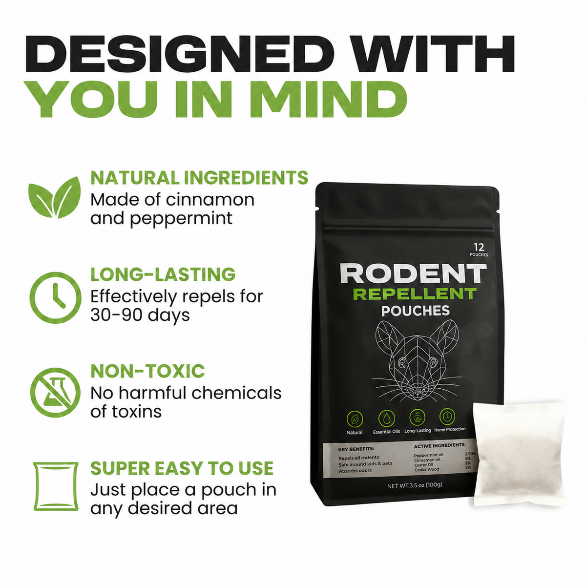 Avelyqa rodent repellent | Place These Pouches Anywhere Mice Hide - And Watch Them Disappear.