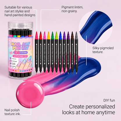 🌸Last Day Buy 2 Get 1 Free🌈24 Colors Dual Ended Nail Art Pens Set