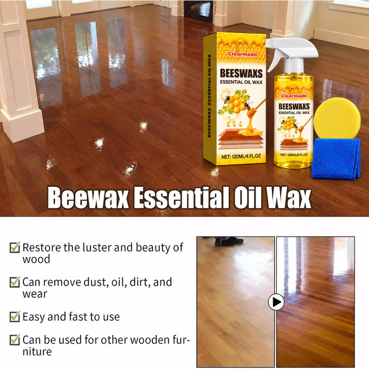 Polishing beeswax agent+ Free Towel and Sponge